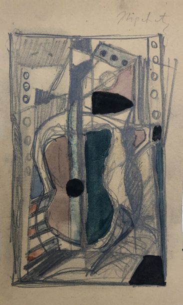 Jacques LIPCHITZ (1891-1973) 
Instrument de musique, étude préparatoire pour bas-relief,...