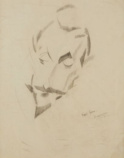 Angel ZARRAGA ARGUELLES (1886-1946) 
Portrait d'homme, d'après El Greco, 1916
Dessin...