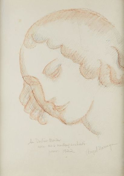 Angel ZARRAGA (1886-1946) 
Portrait de femme, 1922
Dessin au crayon
Signé et daté...