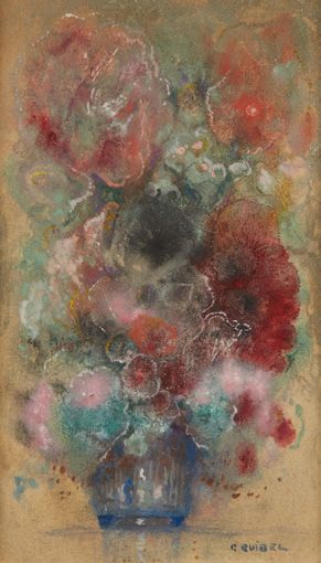 René QUIBEL (act. vers 1925) 
Bouquets de fleurs
Suite de cinq dessins aquarellés...