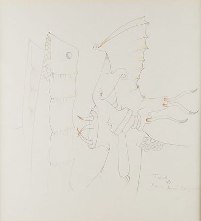 IVAN TOVAR (NÉ EN 1942) 
Sans titre, 1969
Mine de plomb et crayons de couleur sur...