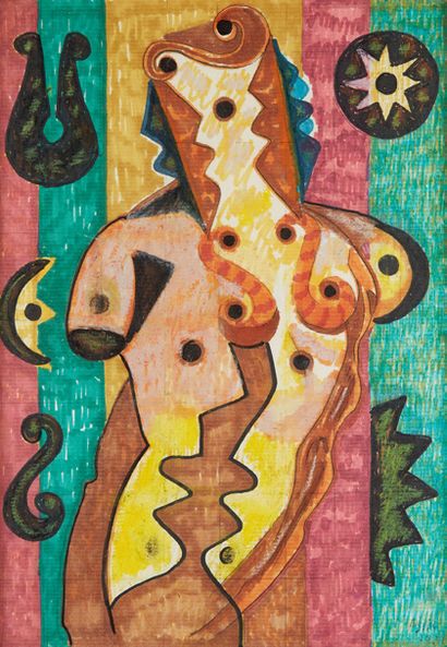 Eileen AGAR (1904-1991) 
Torse de femme, 1934
Feutre et crayon sur papier
Signé et...