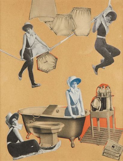 Ruytchi SOUZOUKI (1902-1985) 
Projet surréaliste
Collage original sur papier
Signé...