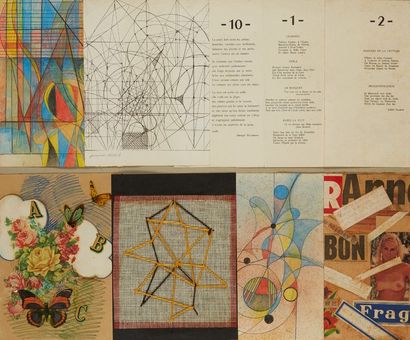 Jacques MARRET (1900-1980) 
Composition
Collage et technique mixte
Signé au centre...