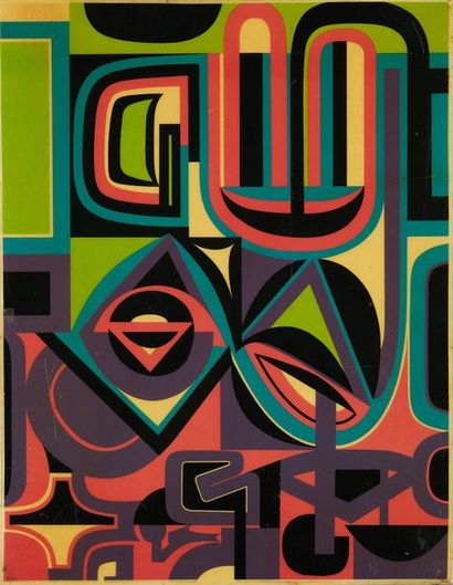 Jean DEWASNE (1921-1999) 
Composition abstraite et graphique Sérigraphie couleurs
Au...