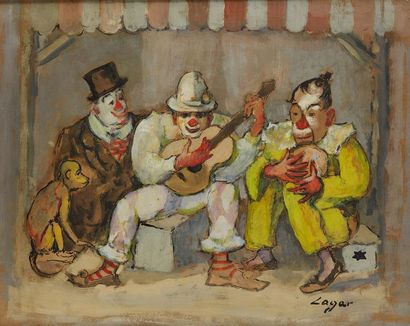 CELSO LAGAR (1891-1966) 
Les Clowns
Technique mixte sur papier
Signée en bas à droite...
