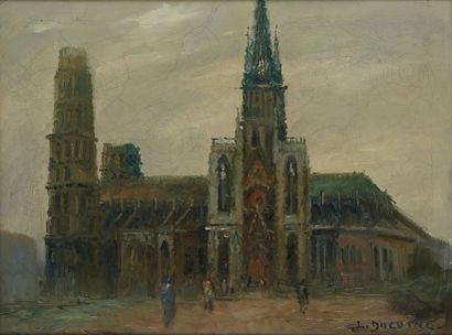 Lucien Ducuing (1896-1958) 
Parvis de cathédrale Huile sur toile Signée en bas à...