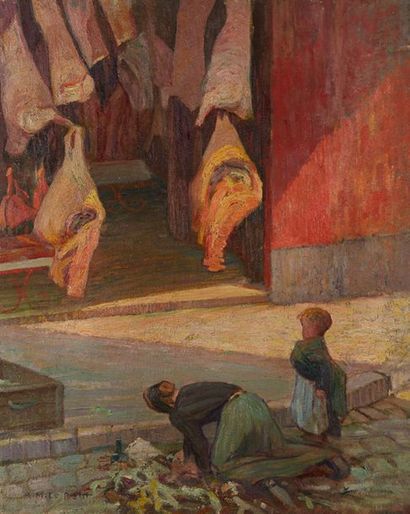 Alfred Marie LE PETIT (1876-1953) 
Scène de rue
Huile sur toile Signée en bas à gauche...