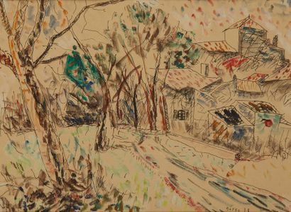 Jacques GOTKO (1899-1944) 
Vue de village, 1938
Aquarelle et encre sur papier
Signée...