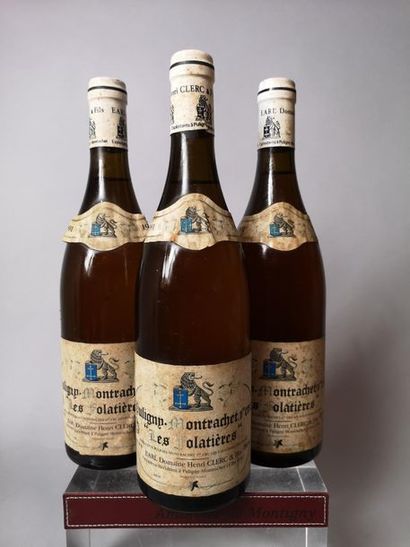 null 3 bouteilles PULIGNY MONTRACHET 1er cru "Les Folatières" - Henri CLERC 1991

Etiquettes...