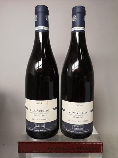 null 2 bouteilles CLOS de VOUGEOT Grand cru "Le Grand Maupertui" - A. GROS 2008
Etiquette...