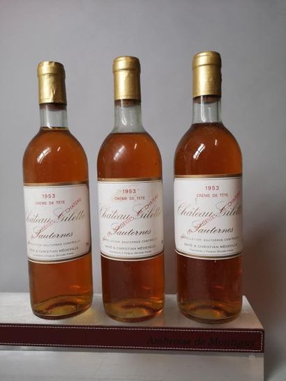 null 3 bouteilles CHÂTEAU GILETTE "Crème de tête" - René Médeville, Sauternes 1953...