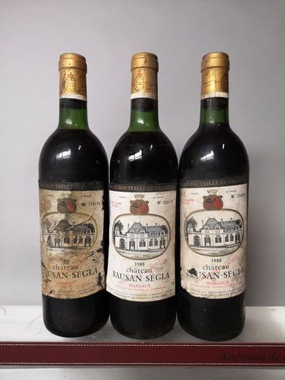 null 3 bouteilles CHÂTEAU RAUSAN SEGLA - 2é Gcc Margaux 1980

Etiquettes tachées,...