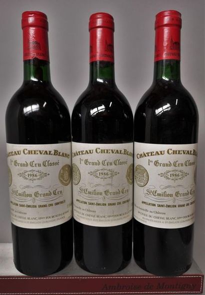 null 3 bouteilles CHÂTEAU CHEVAL BLANC  - 1er GC(A) St. Emilion 1986