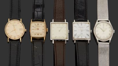 GIRARD -PERREGAUX 
Ensemble de cinq montres bracelet d'homme.