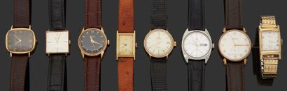 null Ensemble de huit montres bracelet d'homme, dont BUREN, ENICAR, LORD ELGIN, SANDOZ,...
