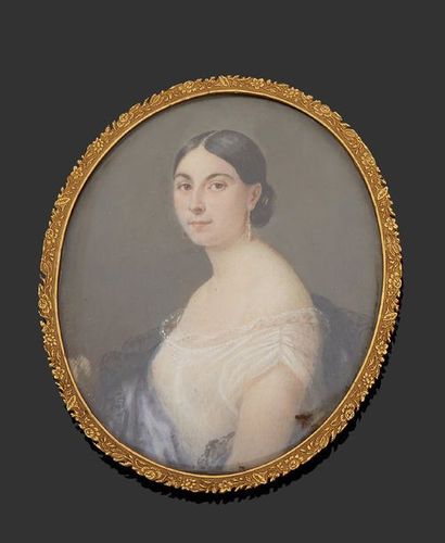 Jules VERNET (1792 ou 1795 - Paris, 13 mars 1843) 
Portrait de jeune femme en buste...