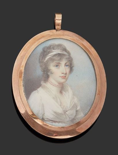 HENRY EDRIDGE (1768-1821) 
Portrait de jeune femme en buste vers la droite en robe...