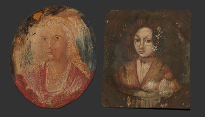 null Deux petits portraits de femme sur cuivre.
Travail ancien
Haut.: 7 cm