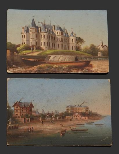 null Two miniature gouaches probably representing the shores of Lake Geneva.
Swiss...