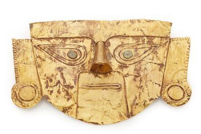 null Mask presenting the portrait of a dignitary with his eyes stretched and his...