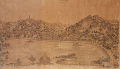 CHINE - Fin XIXe siècle Vue du Yiheyuan (Jardin de l'harmonie préservée) et du Kunming...