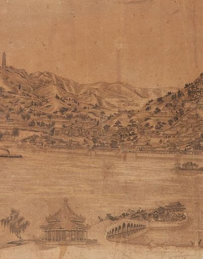 CHINE - Fin XIXe siècle Vue du Yiheyuan (Jardin de l'harmonie préservée) et du Kunming...