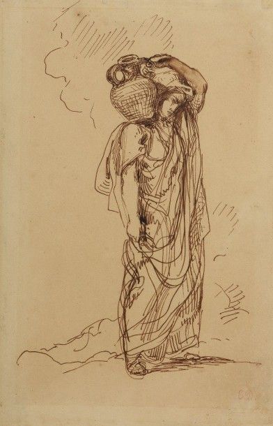 EUGÈNE DELACROIX (Charenton-Saint-Maurice 1798 - Paris 1863) 
Femme arabe portant...