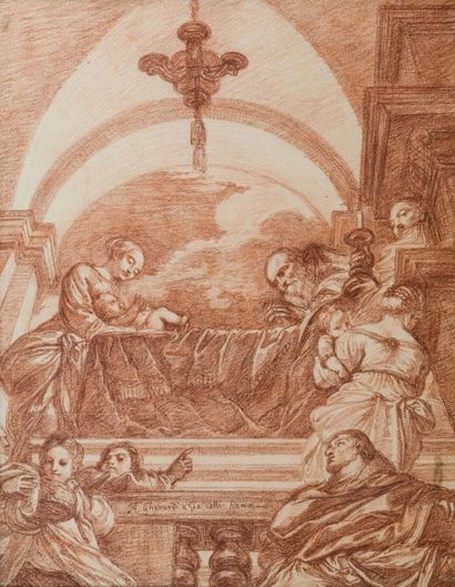 Jean-Robert ANGO (? - Rome 1773) 
La Circoncision de l'enfant Jésus, d'après Antonio...
