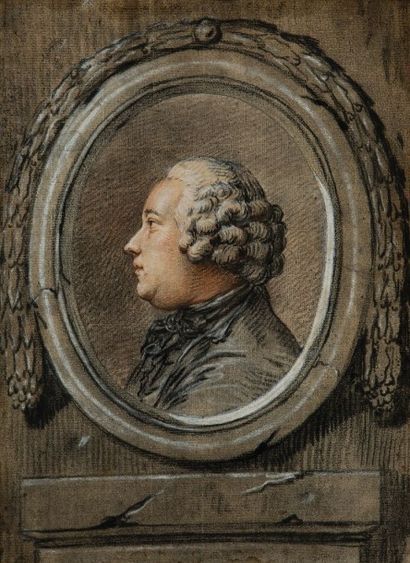 Attribué à Jean Baptiste MASSE (Paris 1687 - 1767) 
Portrait de profil gauche dans...