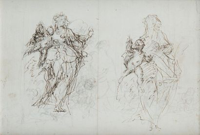 Sebastiano RICCI (Belluno 1659 - Venise 1734) 
Deux études pour une Vierge à l'Enfant
Pierre...