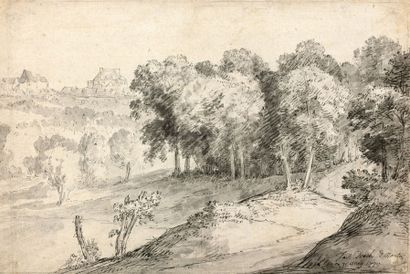Jan Peeter VERDUSSEN (Anvers vers 1700 - Avignon 1763) 
Recto: paysage au château...
