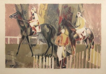 null Camille HILAIRE (1916-2004).

Jockeys, les courses.

Lithographie en couleurs...