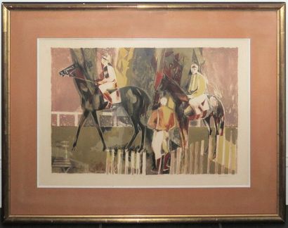 null Camille HILAIRE (1916-2004).

Jockeys, les courses.

Lithographie en couleurs...