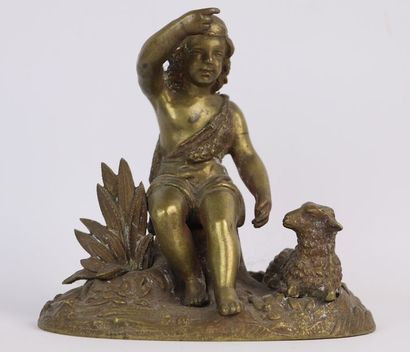 null Groupe en bronze figurant saint Jean-Baptiste et l'agneau.

XIXème siècle.

H_14...