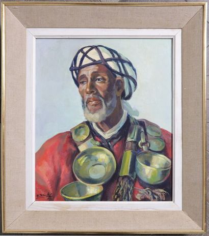 null Edmond VALES (1918-2001).

Baba, le porteur d'eau, Meknès.

Huile sur toile,...