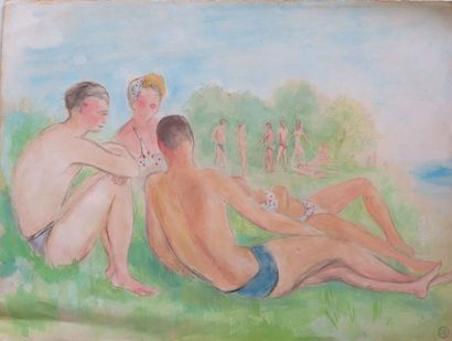 ALFRED GASPART (1900-1993) Alfred GASPART (1900-1993).

The bathers' rest on the...