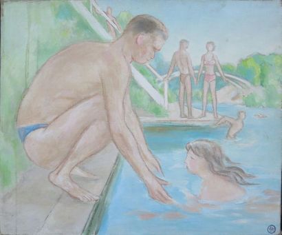 ALFRED GASPART (1900-1993) Alfred GASPART (1900-1993).

Le maître nageur.

Huile...