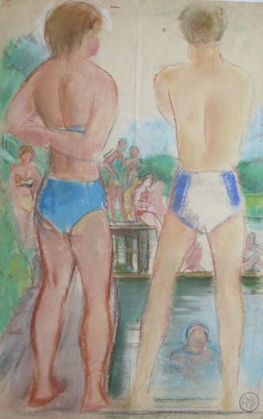 ALFRED GASPART (1900-1993) Alfred GASPART (1900-1993).

Swimmers in front of the...