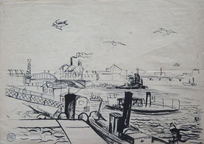 ALFRED GASPART (1900-1993) Alfred GASPART (1900-1993).

The port.

Ink on paper.

Signed...