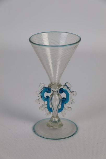 null Venetian style glass in clear and blue glass.

18th or 19th century.

H_11 ...
