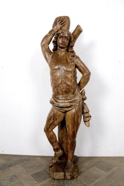 null Saint Sébastien.

Importante sculpture en bois sculpté, anciennement polychrome.

XVIIème...