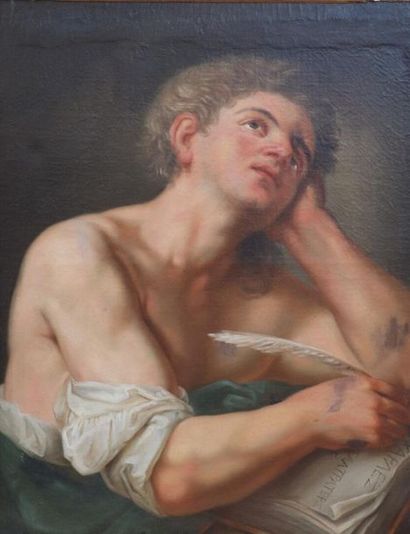 null Ecole française du XVIIIème siècle.

Portrait d'homme, pensif, à l'écriture.

Huile...