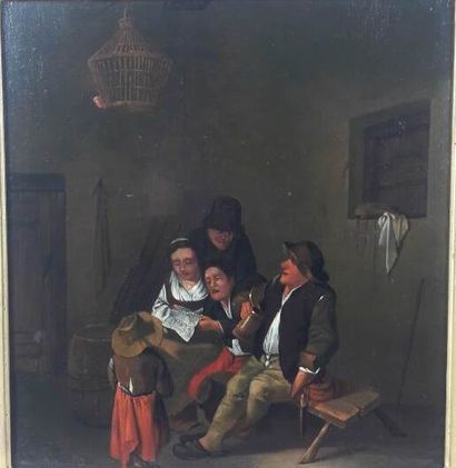 null Ecole hollandaise du XVIIème siècle, suiveur de Cornelis BEGA.

Scène de beuverie.

Huile...