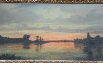 null Louis Noël VALLANCIENNE (1827-1885).

Paysage lacustre, soleil couchant.

Huile...