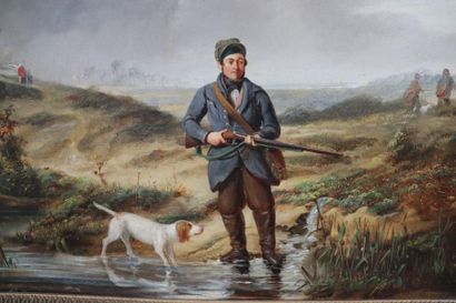 null Jehan MARCHANT DUBOIS D'HAULT (act.1835-1848).

Chasseur et son chien, paysage...