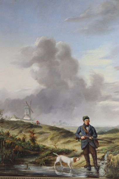null Jehan MARCHANT DUBOIS D'HAULT (act.1835-1848).

Chasseur et son chien, paysage...