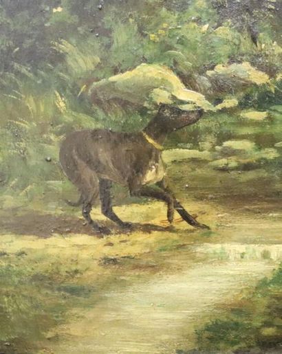 null A RIVOIRE, 1885.

La préparation pour la chasse à courre.

Huile sur toile,...