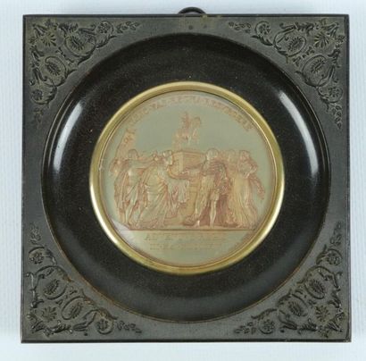 null Médaille de table en bronze argenté.

Entrée de Louis XVIII à Paris, gravure...