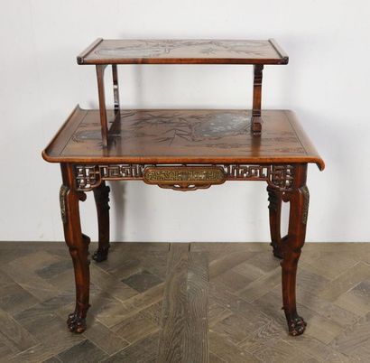 null Gabriel VIARDOT (1830-1904).

Table à thé en bois mouluré, sculpté et ajouré...